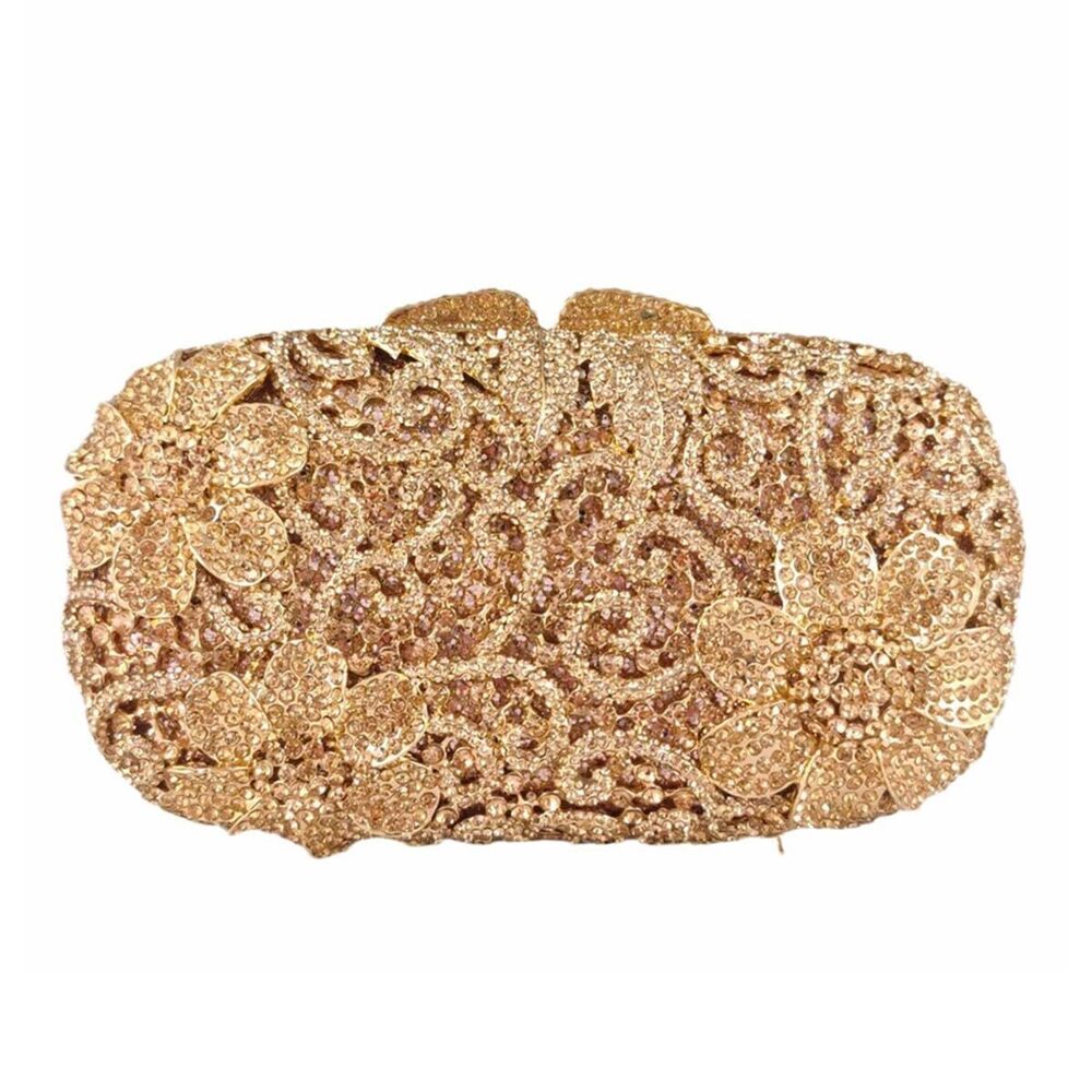 2273 Flower Evening Clutch Purse Bridal Rhinestone Handbags Wedding Crystal